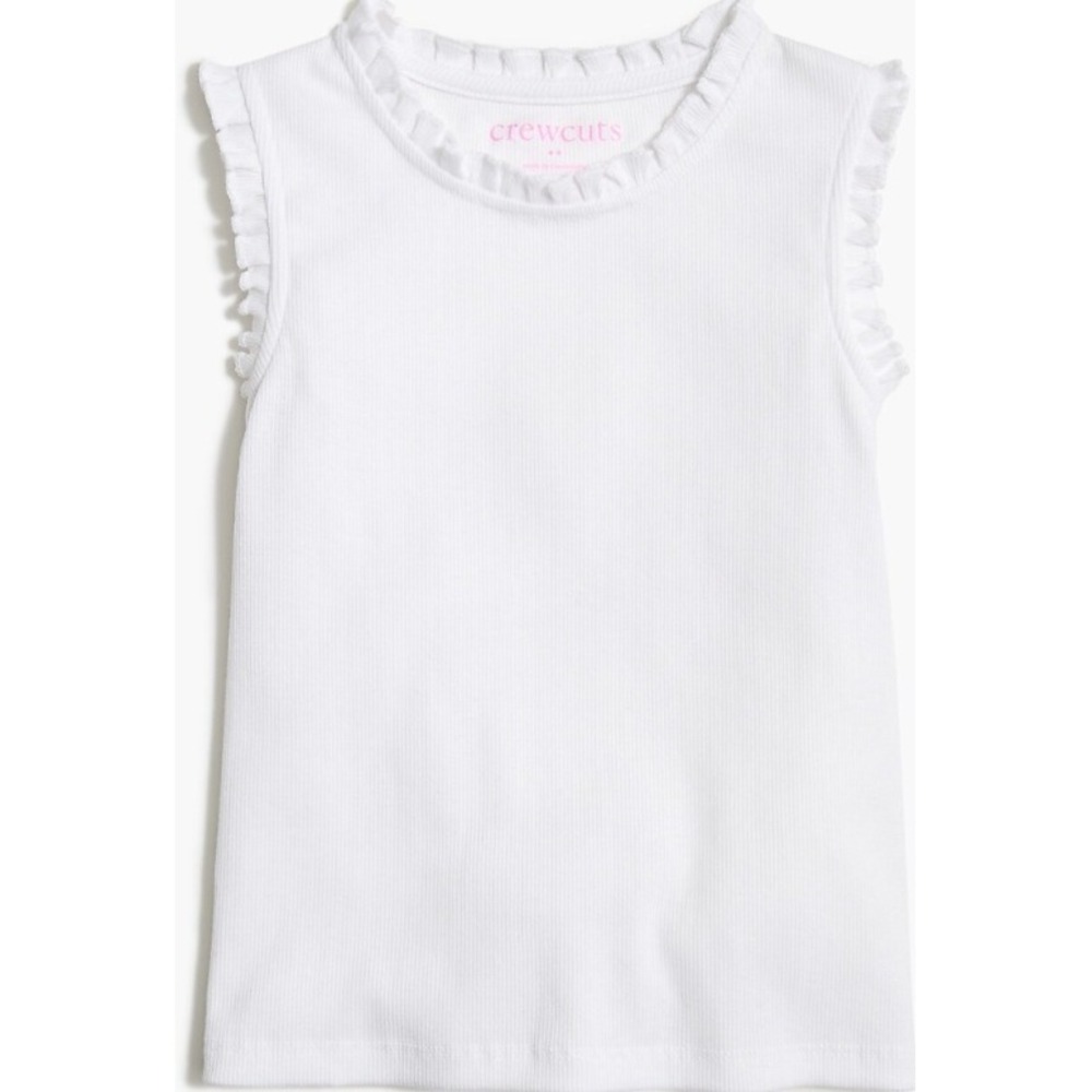 Crewcuts by J.Crew White Ribbed Ruffle Neck Sleeveless Tank Top XL 12 14 NWT $30